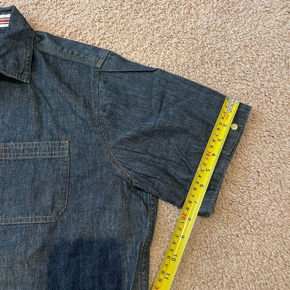 PD & C Blue Denim Men's Polo Button down Shirt - Picture 9 of 10